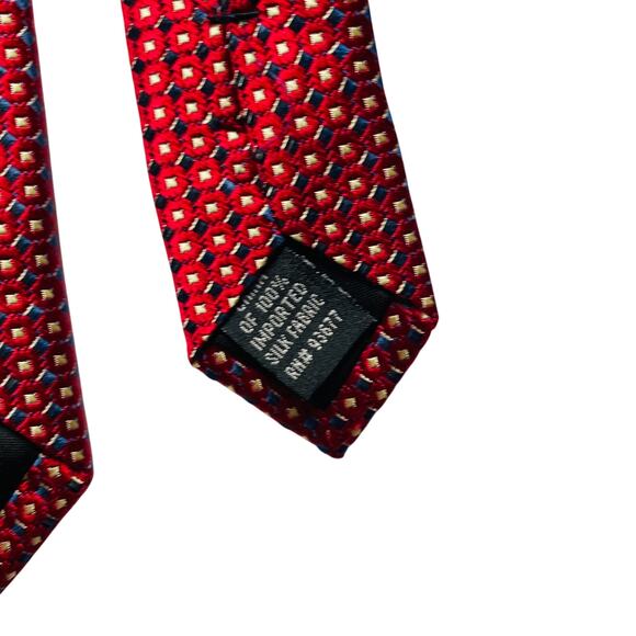 Stafford Red & Blue Print 100% Silk Tie 58.5" - Picture 5 of 5